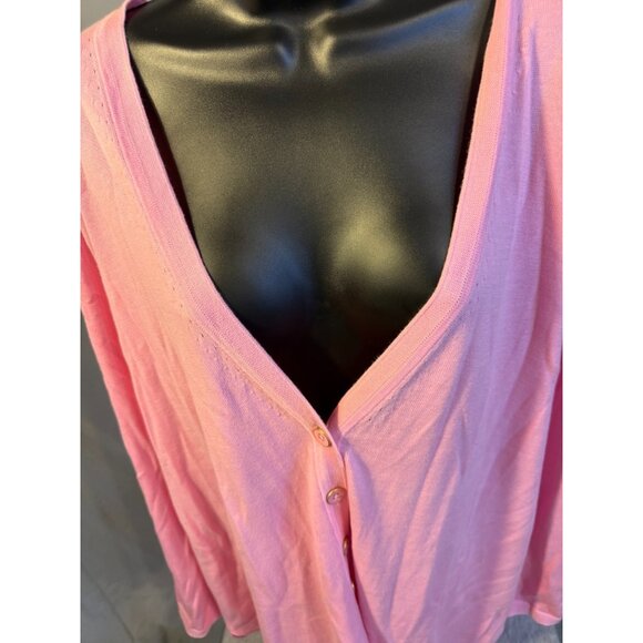 Talbots Soft Pink Womens Cardigan Sweater Button Plus 2X Long Sleeve Knit Vneck - Picture 2 of 3